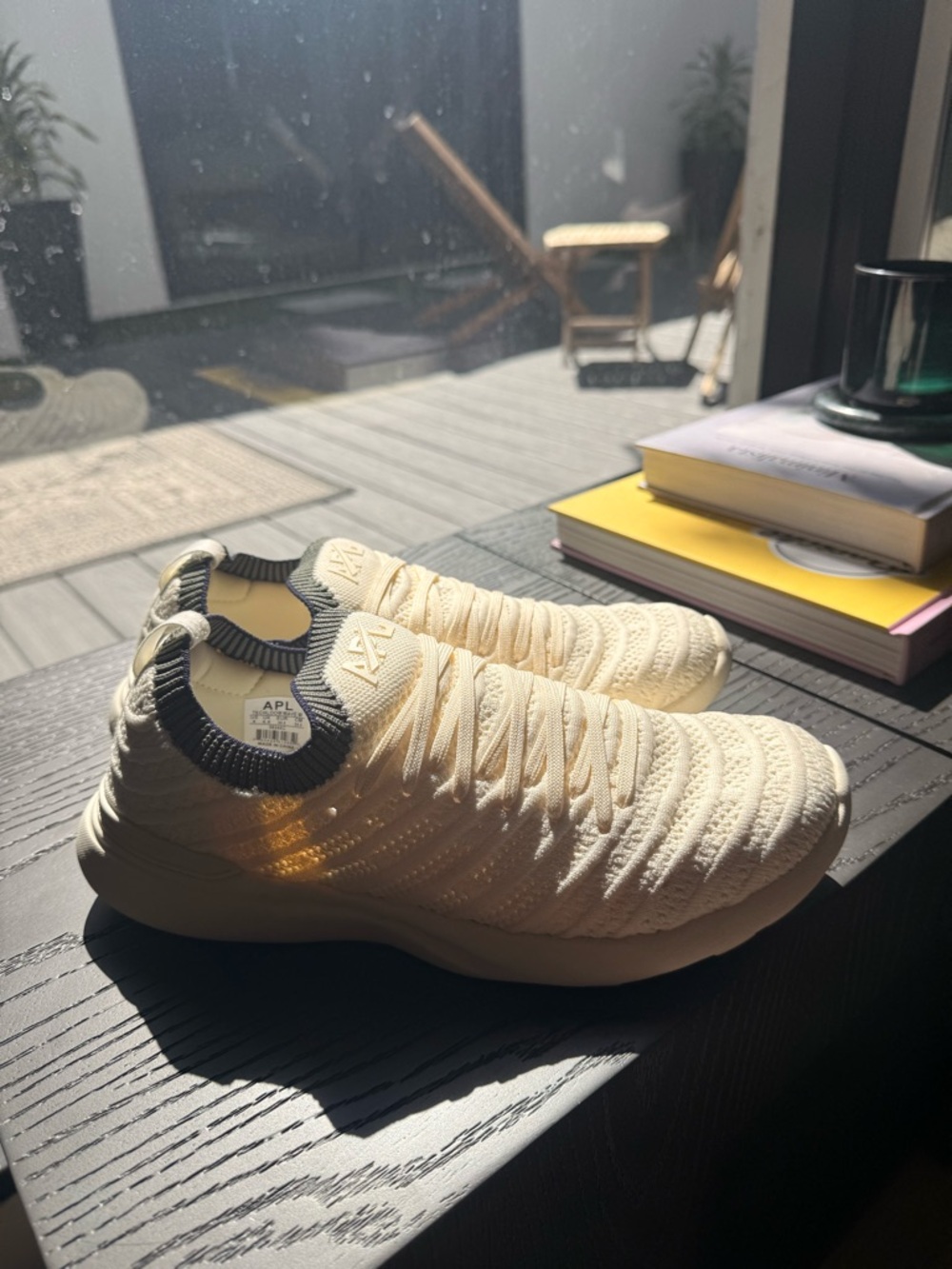 APL Knit Slip-On Sneakers in Cream with Black Heel Trim